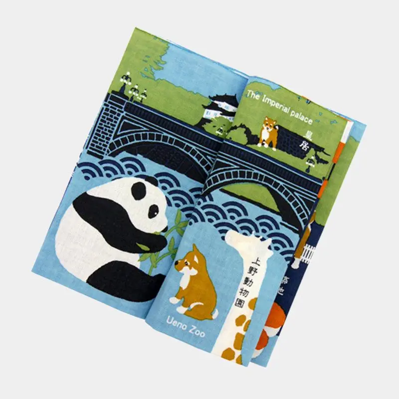 Mame-Shiba’S Tokyo Walk Tenugui Towel | Yokohama Dyeing | Hamamonyo 1