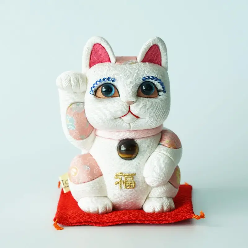 Maneki Neko Lucky Cat Figurine – White Feng Shui Dx Edition (Medium) – Edo Art Doll By Kakinuma 1