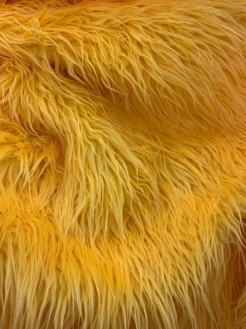 Mango Yellow Mongolian-Style Long-Pile Faux Fur Fabric – Sold By The Yard 1