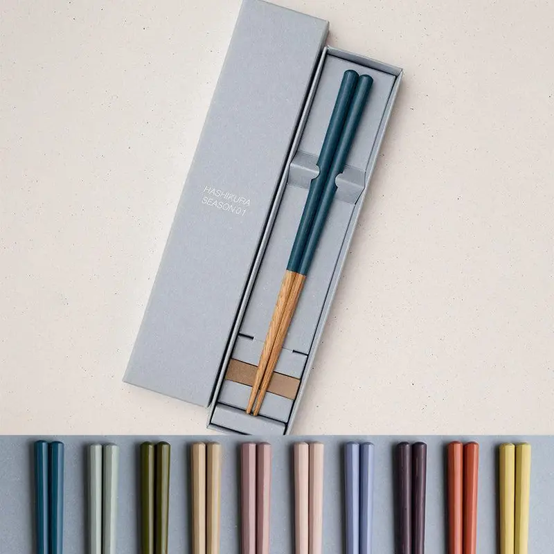 Matsukan Hashikura Season 01 Oak Octagon Chopsticks – Includes Lacquered Rest & Gift Box | Wakasa Craft 1