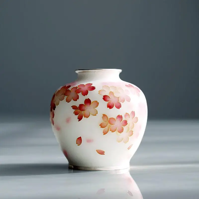 Matte-Finish Cloisonné Vase With Cherry Blossom Motif – Owari Style By Kato Shippo Seisakusho 1