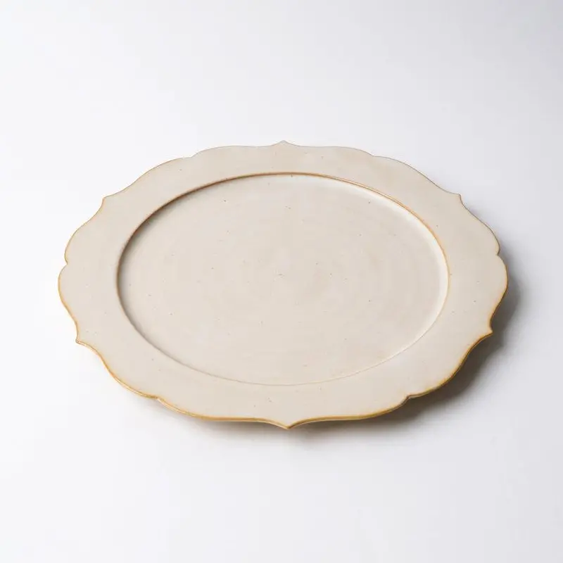Matte-Finish Large Rimmed Platter In Rinka-L White – Kyoto Kiyomizu Ware By Fuuu 1