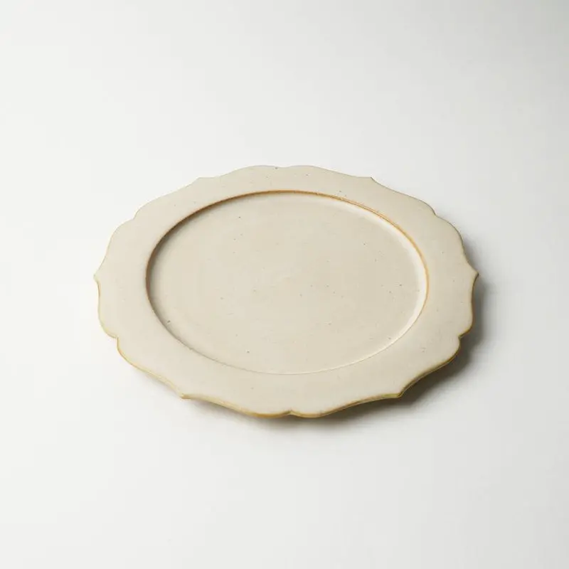 Matte-Finish Rimmed Dinner Plate In Rinka-M White – Kyoto Kiyomizu Ware By Fuuu 1