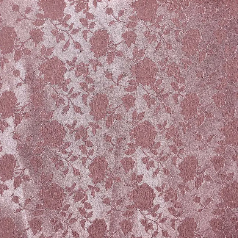 Mauve Floral Brocade Jacquard Satin Fabric 1