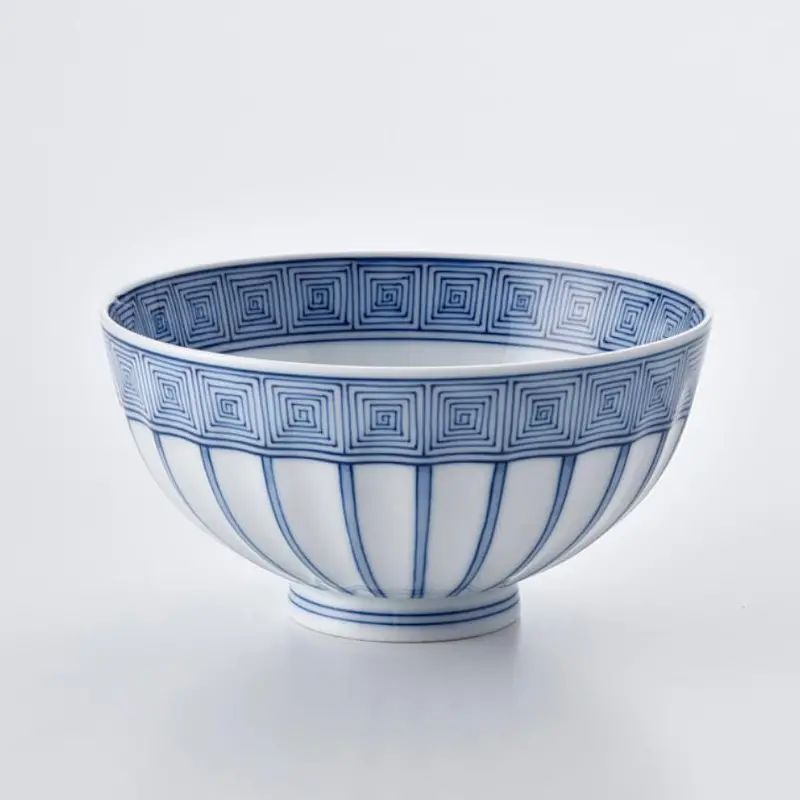 Medium Mikawachi Ware Rice Bowl – Hirado-Jyusso Embossed Design 1