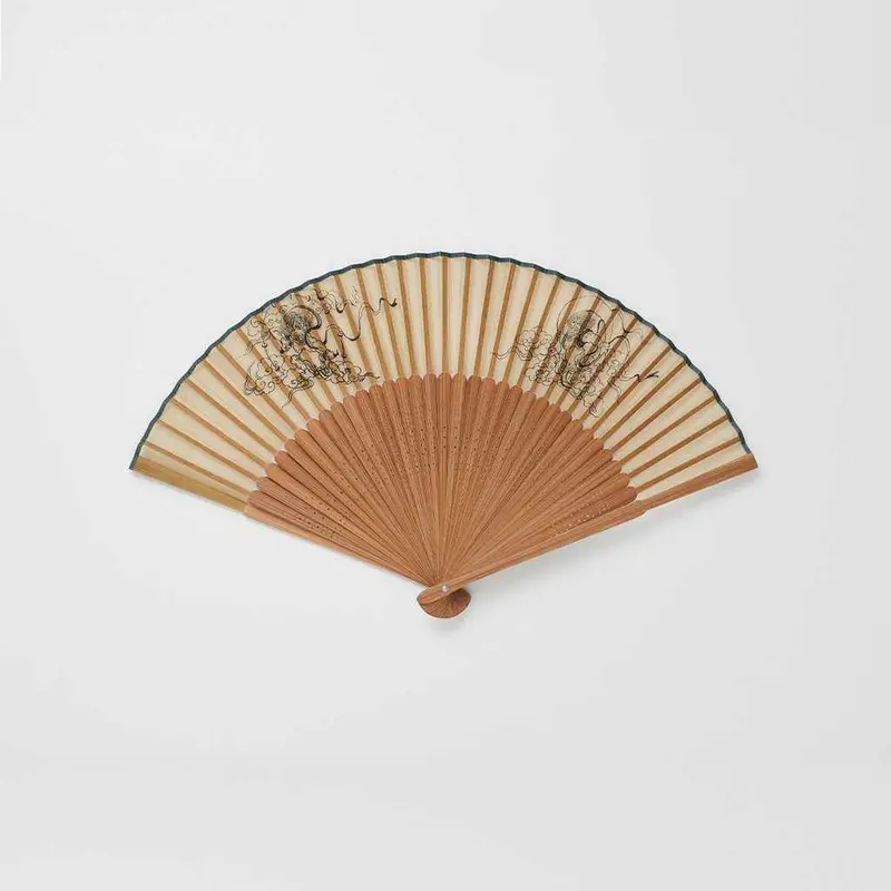 Men'S Artisan Silk Fan – Fujin And Raijin Mythological Design | Kyoto Folding Fans By Ohnishi Tsune Shoten 1