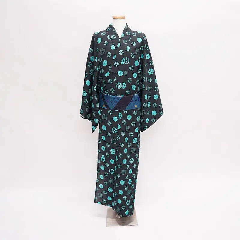 Men’S Black & Blue Hatsune Miku Yukata – Pigment Inkjet Kimono 1