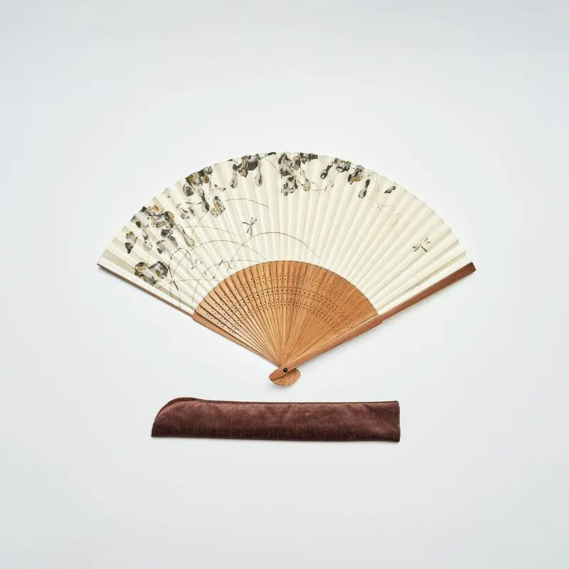 Men’S Gourds & Dragonflies Nagoya Folding Fan – Includes Storage Bag 1