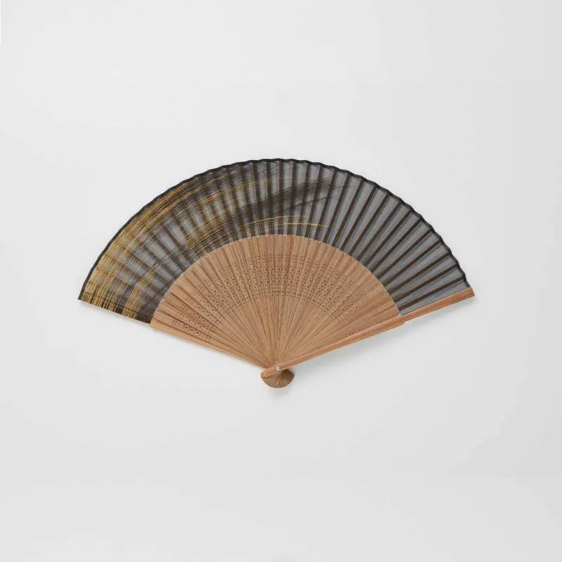 Men'S Premium Silk Hand Fan – Gold-Brushed Motif, Kyoto Craftsmanship | Ohnishi Tsune Shoten 1