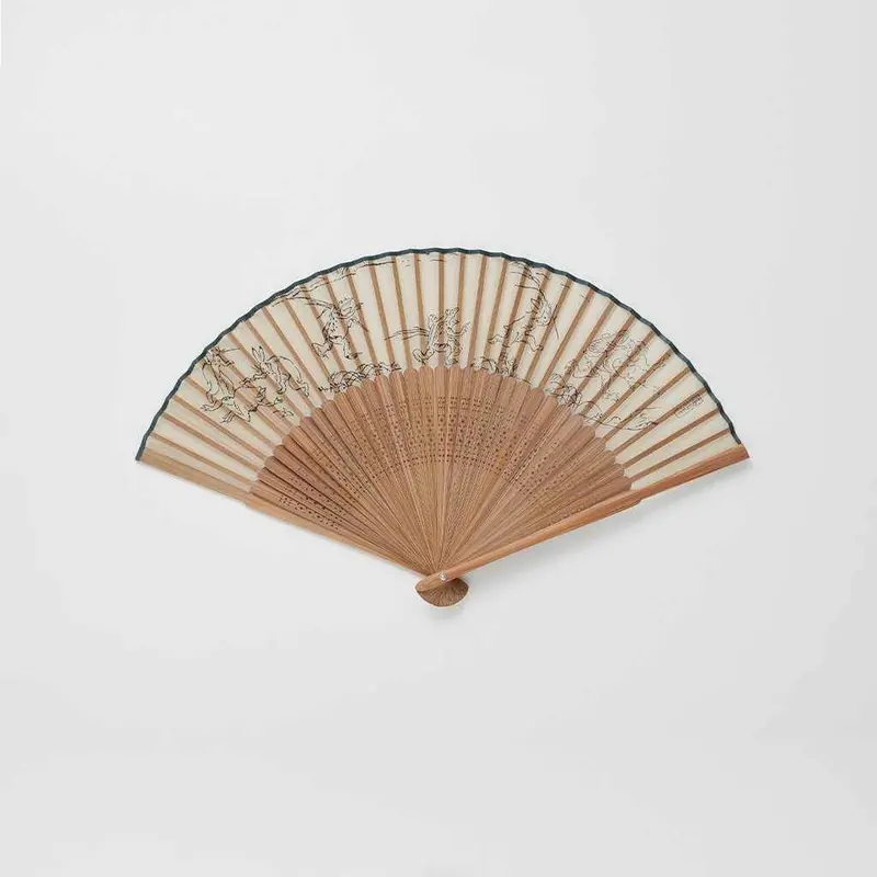 Men'S Silk Folding Fan – Whimsical Animal & Beast Illustration | Kyoto Handcrafted | Ohnishi Tsune Shoten 1