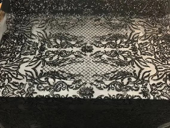 Mesh Lace Sequin Fabric With 4-Way Stretch – For Fashion & Event Decor 1