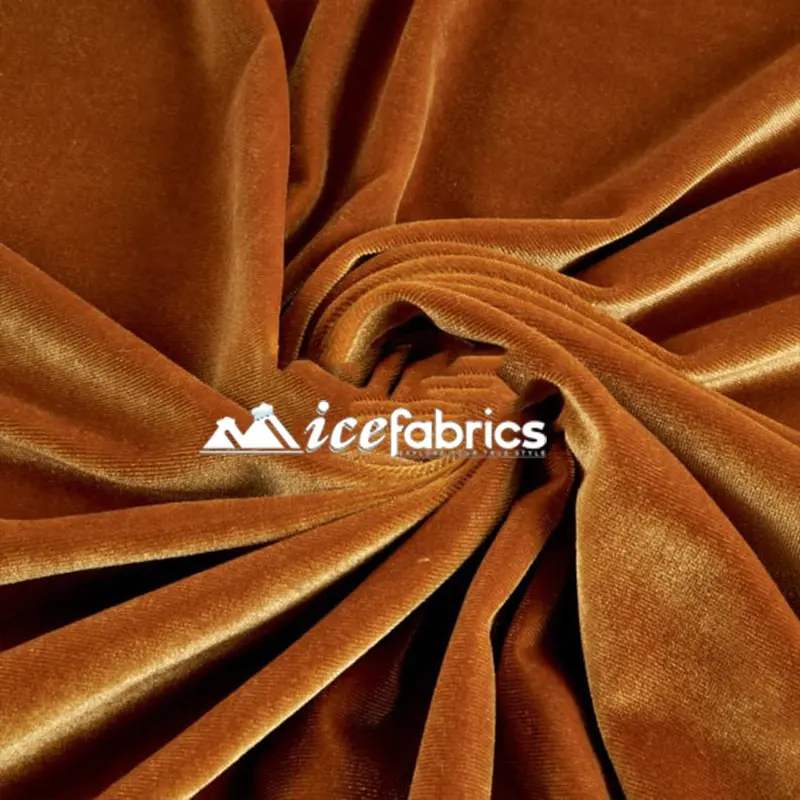 Metallic Gold 4-Way Stretch Velvet Fabric Sold By The Yard 1