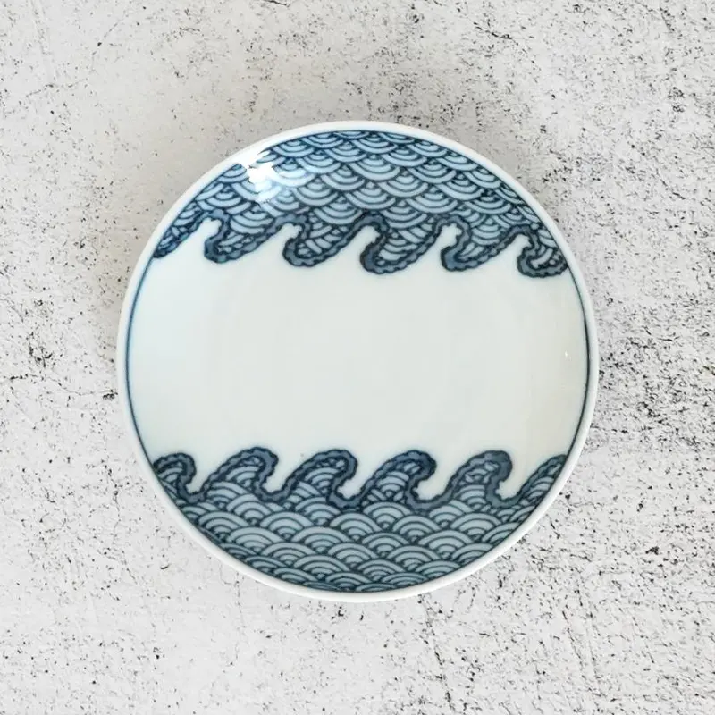 Mikawachi Ware Flat Serving Plate – Nami-Seigaiha Wave Pattern By Hiradoshouzan 1