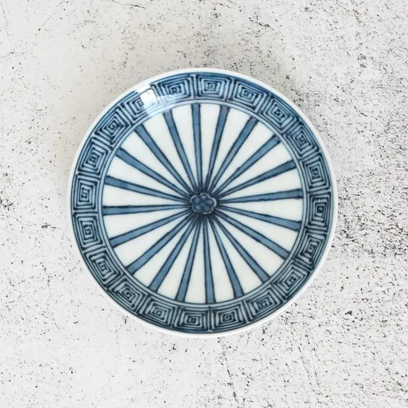 Mikawachi Ware Small Round Flat Dish – Jyusso Pattern By Hiradoshouzan 1