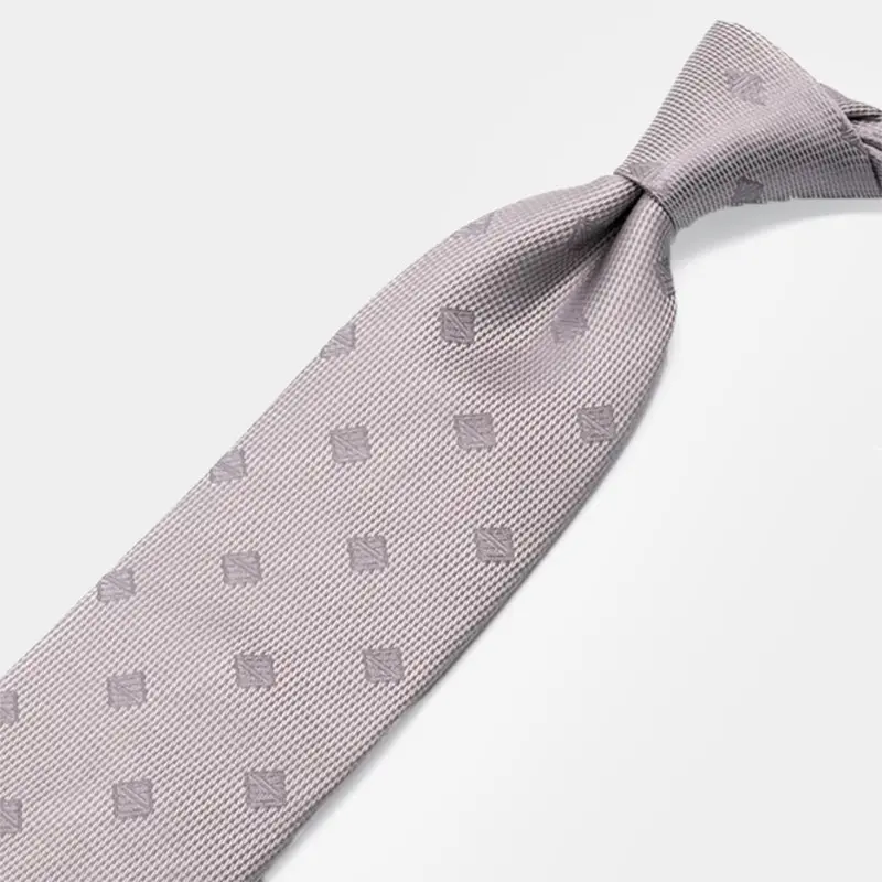 Mild Silver Silk Tie Featuring Exclusive Shakunone Logo | Premium Japanese Silk (Gift-Packaged) 1