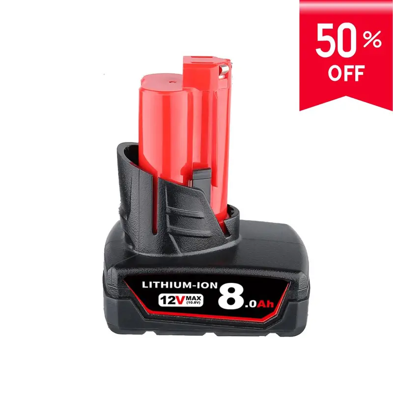 Milwaukee M12 12V 8.0Ah Replacement Battery — High-Density Li-Ion Cell For Compact Tools 1