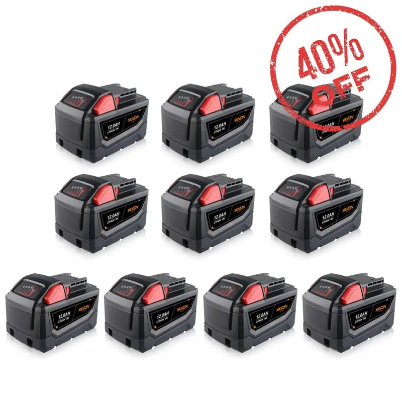 Milwaukee M18 18V Replacement Battery – 12.0Ah, 10-Pack 1