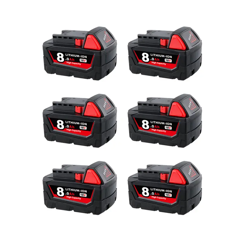 Milwaukee M18 18V Replacement Battery – 8.0Ah (48-11-1820), 6-Pack 1