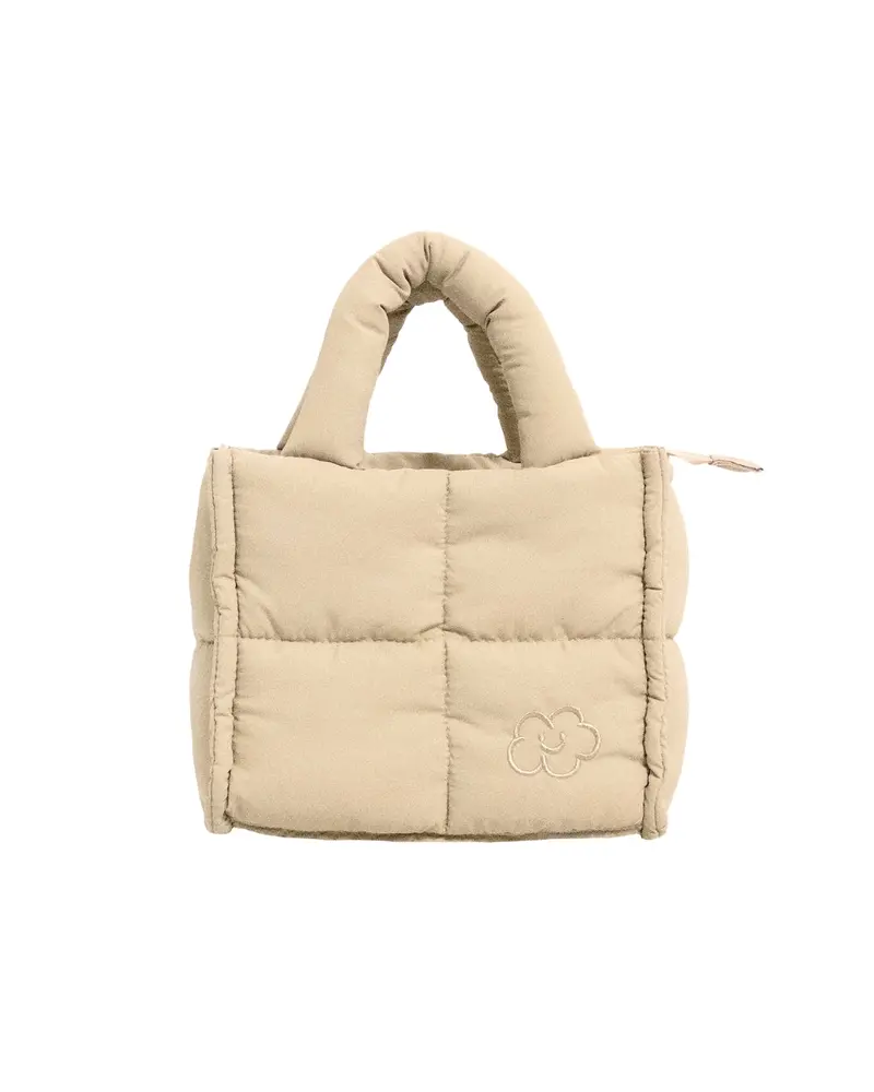 Mini Puffy Tote – Oatmeal Neutral Lightweight Everyday Bag 1