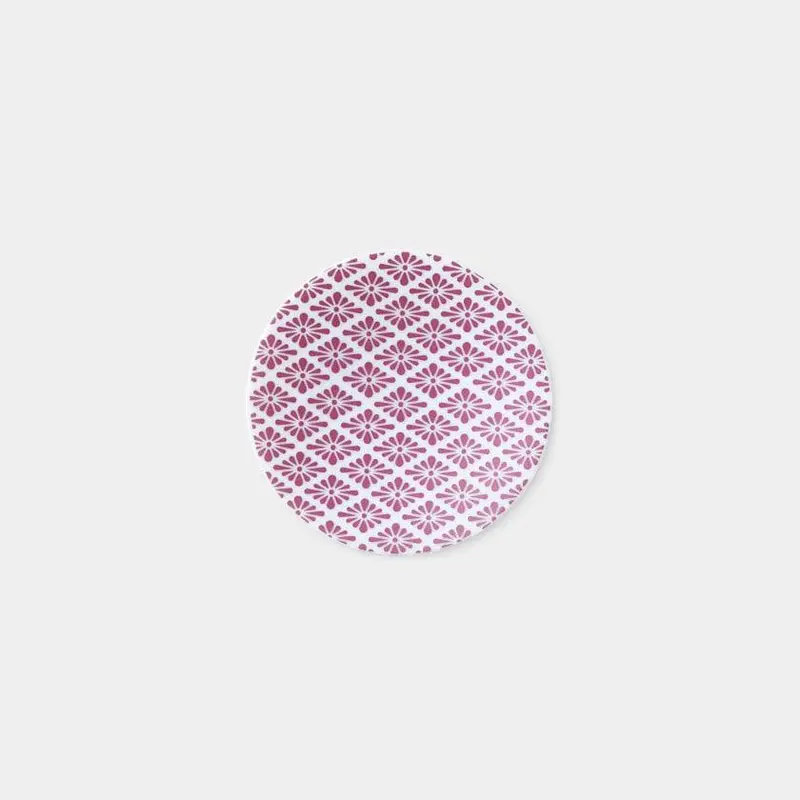 Mino Ware Small Dish: Pink Luster Chrysanthemum & Lingzhi Motif | Marumo Takagi 1