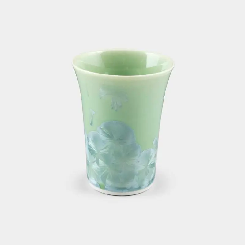 Mint Green Flower Crystal Free Cup – Refreshing Ceramic Mug, Touan × Kyoto Kiyomizu 1