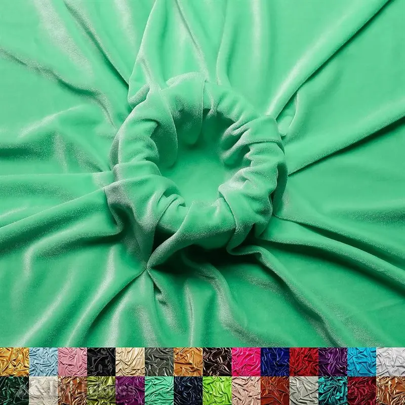 Mint Green Stretch Velvet Upholstery Cloth – Cool-Toned & Plush 1