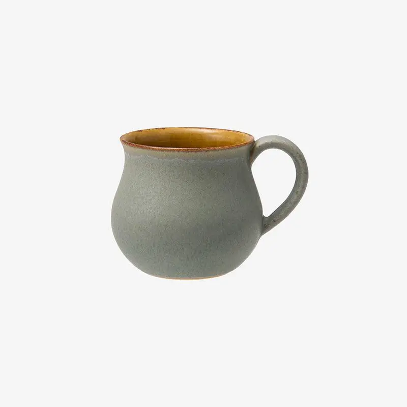 Miru-Iro Dark Yellow-Green Ceramic Mug – Artisan Hasami Stoneware By Saikai Toki 1