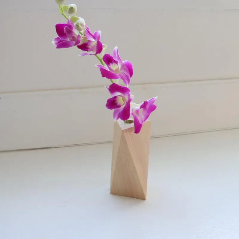 Modern Triangular Ceramic-Inspired Wooden Vase | Kino-Sachi 1