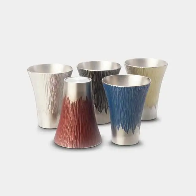 Mount Fuji Large Pewter Tumbler – Osaka Naniwa Artisan Series 1