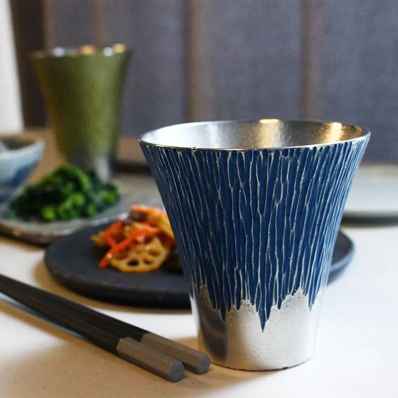 Mount Fuji Medium Pewter Tumbler – Hand-Finished Osaka Naniwa Pewterware 1