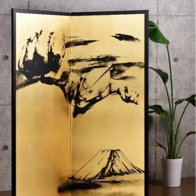 Mt. Fuji Ultraman Folding Screen With Rim | Japanese Room Divider 1