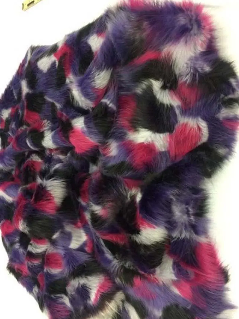 Multi-Hue Purple & Fuchsia Faux Fur Fabric – Vibrant Long-Pile Trim By The Yard 1