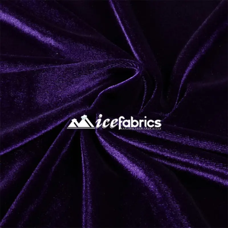 Mystic Dark Purple 4-Way Stretch Velvet Fabric – Dimensional Poly-Spandex Drape 1