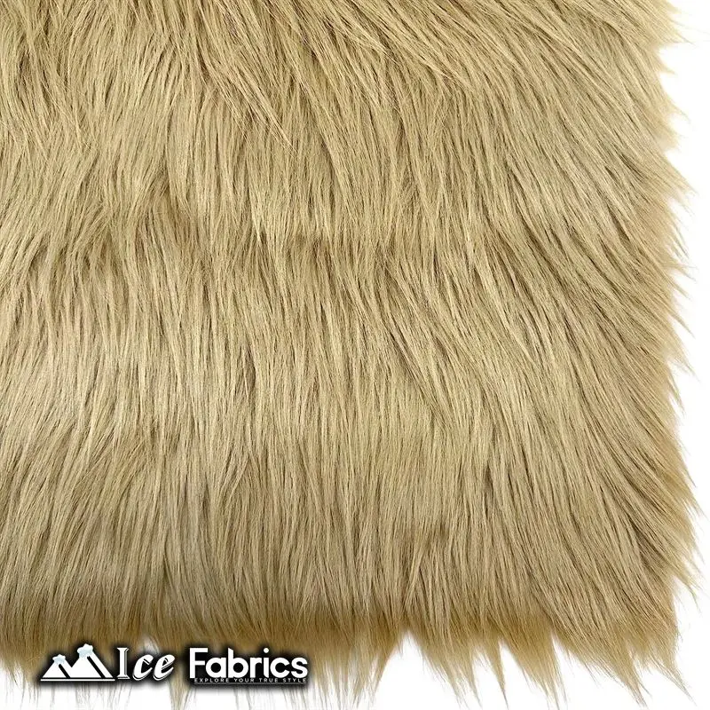 Natural Beige Shaggy Faux Fur – Icefabrics Square Cut, Ultra-Plush Pile 1