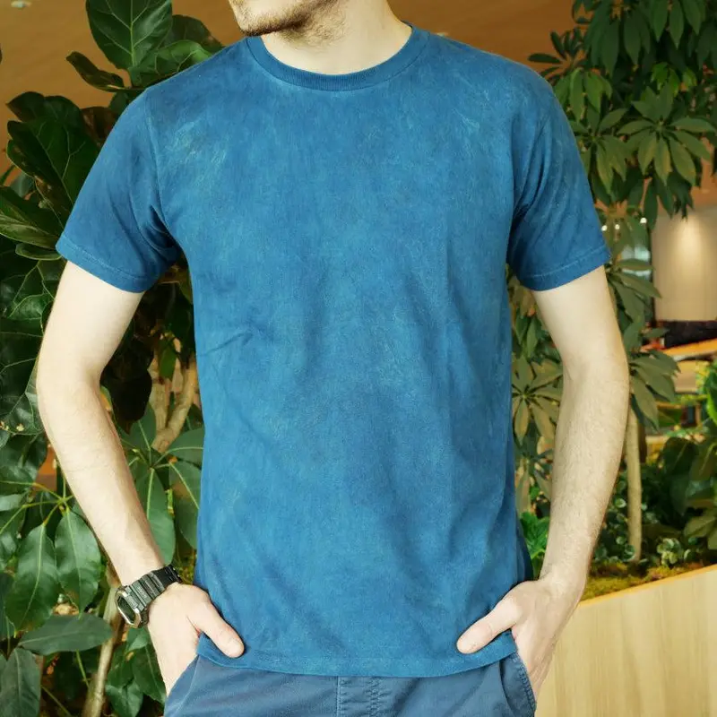 Natural Indigo-Dyed T-Shirt – Single-Color Kasuri Technique 1
