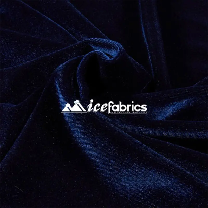 Navy Blue Luxury Stretch Velvet Fabric With Spandex 1