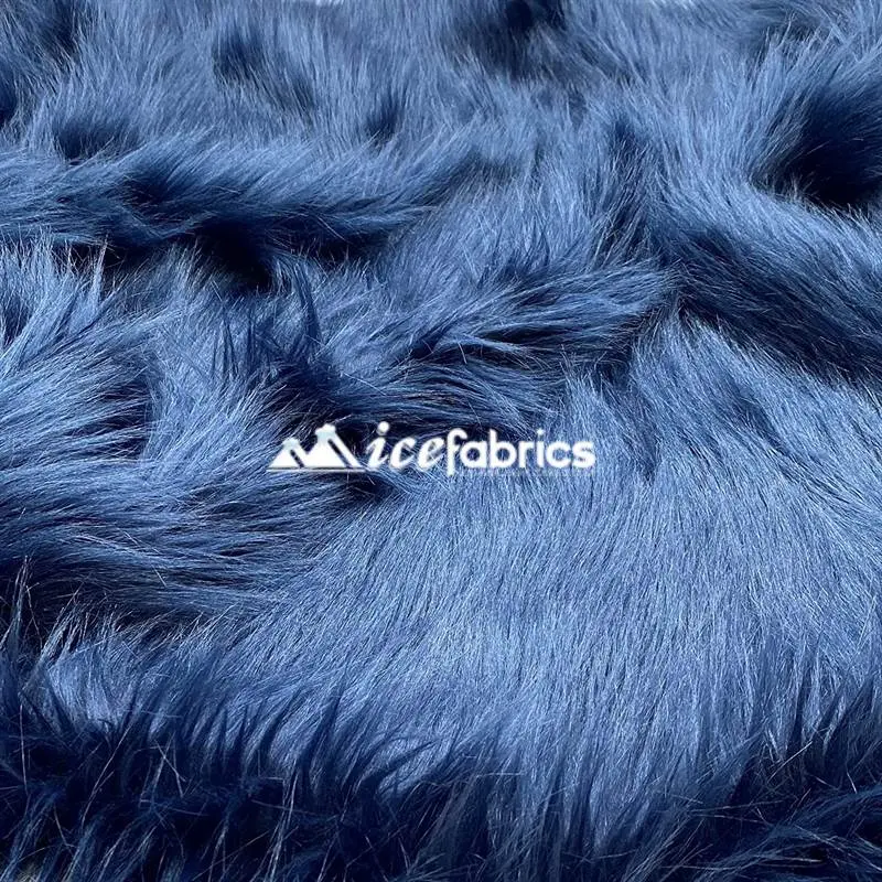 Navy Blue Shaggy Mohair Faux Fur Upholstery Fabric – Luxeshag Collection 1