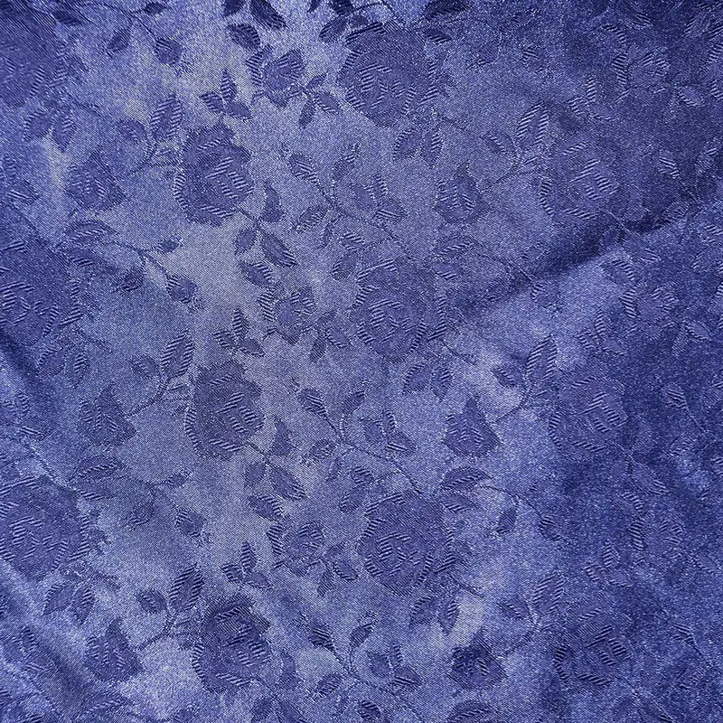 Navy Floral Brocade Jacquard Satin Fabric 1