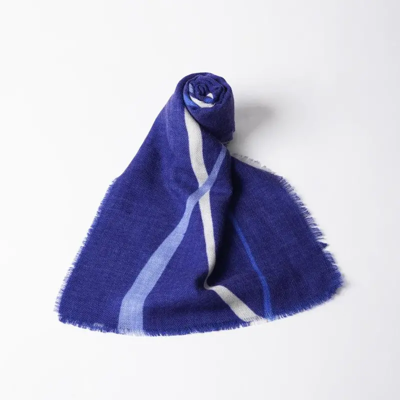 Navy Streamline Silk Scarf – Elegant Kyo Yuzen Dyeing By Nogiguchi Kihei 1