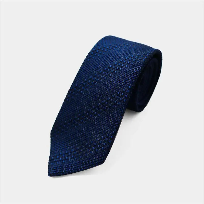 Navy Tango Jacquard Necktie | Kuska Handwoven Silk Accessory 1