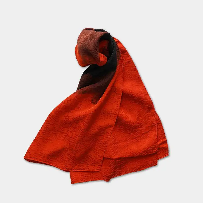 Nazca-Mon Stole – Vibrant Hand-Tie-Dyed Silk Scarf In Terracotta Orange | Mikamo Sanroku Works 1