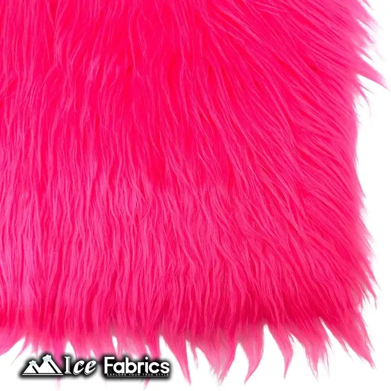 Neon Pink Long-Pile Shaggy Faux Fur – Icefabrics Square Design 1