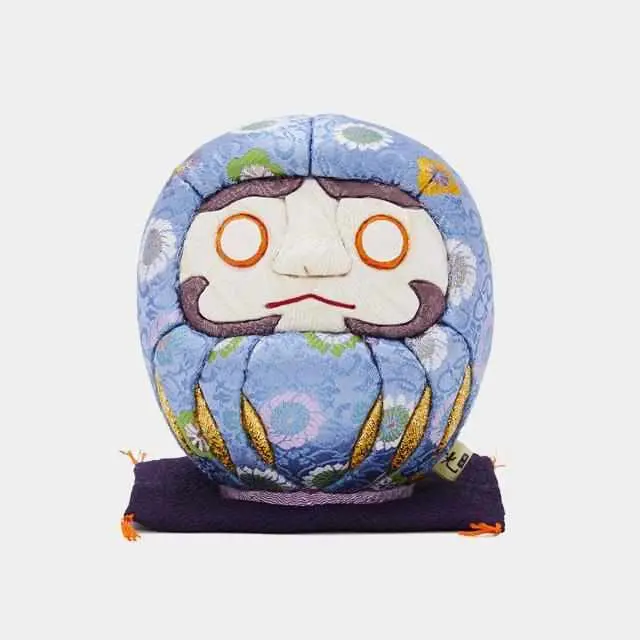 Nishijin Blue Daruma – Artistic Edo-Style Figure With Traditional Weaving Motifs 1