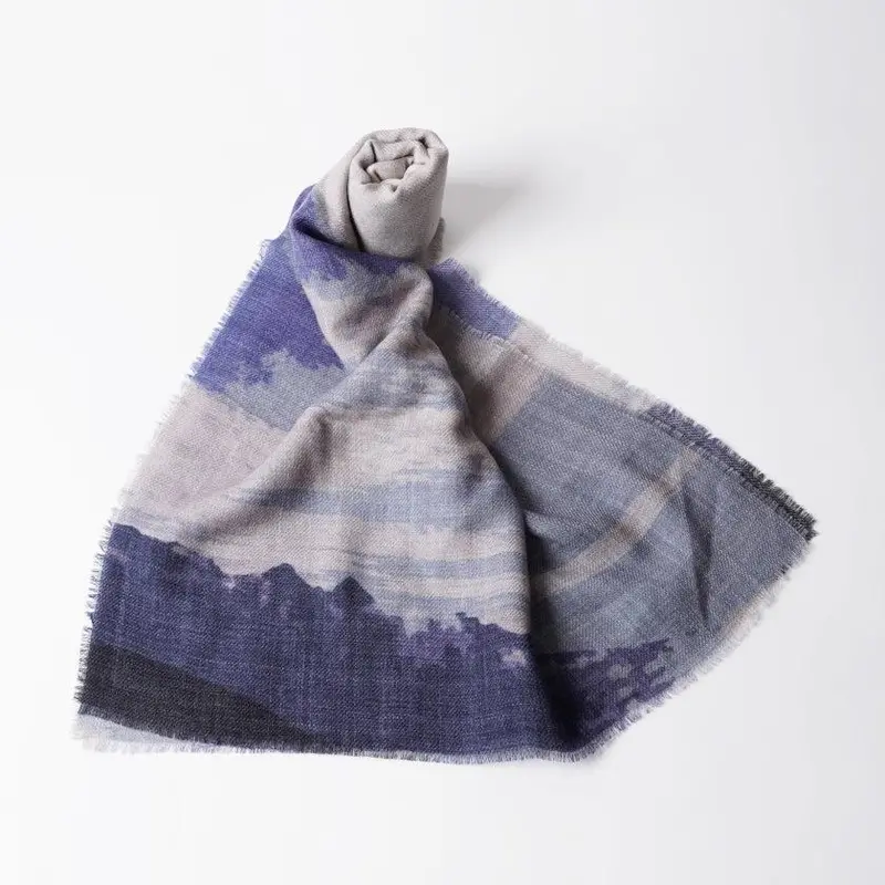 Northern Alps Inspired Scarf – M-Sized Landscape Motif | Kyoto Yuzen 1