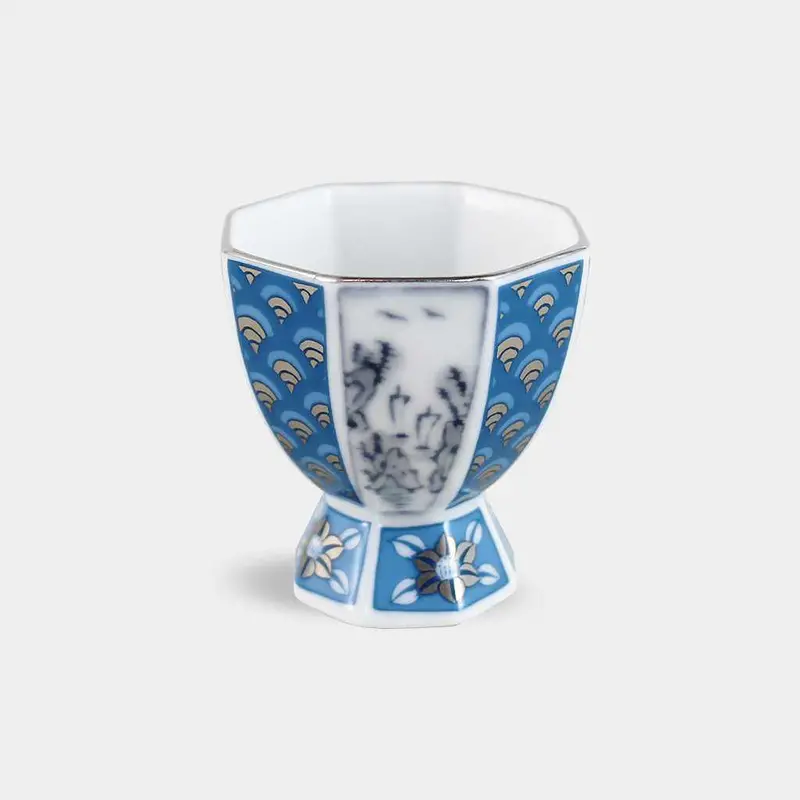 Oboro Sake Cup – Hayashikuro Kiln, Traditional Imari-Arita Porcelain (Indigo) 1