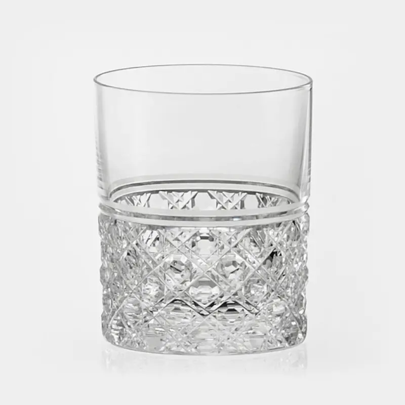Octagonal Basket Weave Whiskey Rocks Glass – Edo Kiriko Cut Crystal | Kagami Crystal 1