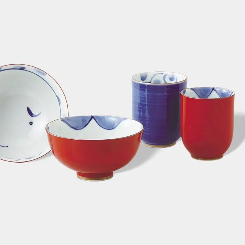 Okame And Hyottoko Rice Bowl And Tea Cup Pair – Traditional Hasami Ware By Saikai Toki 1