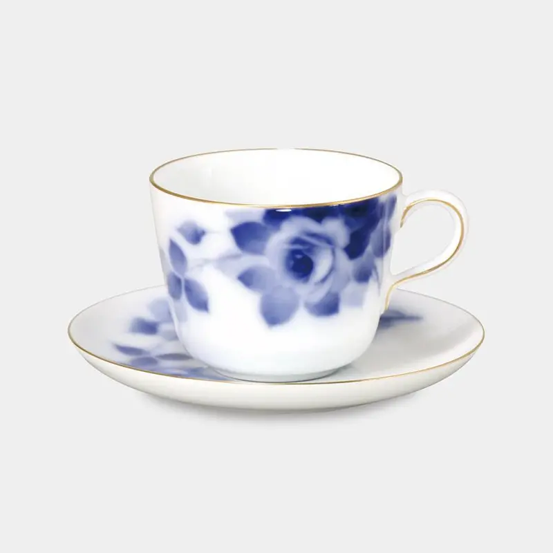Okura Art China Blue Rose Breakfast Cup & Saucer – Classic Japanese Porcelain Tableware 1