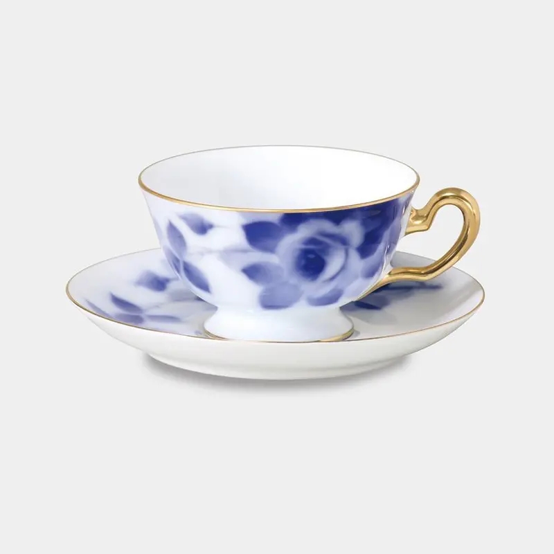 Okura Art China Blue Rose Everyday Cup & Saucer – Versatile Porcelain Beverage Set 1
