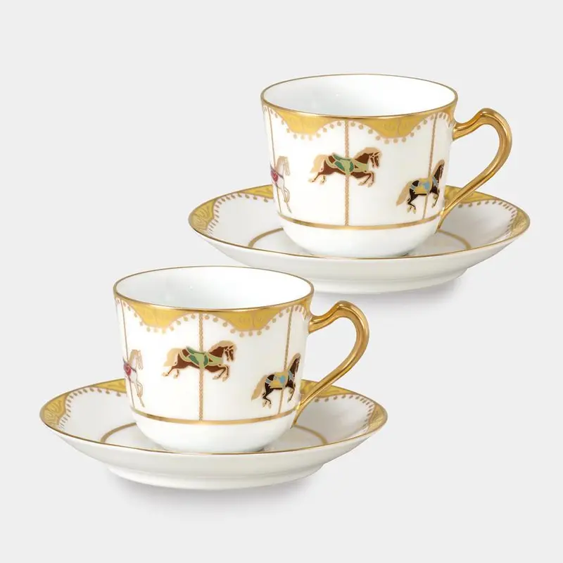Okura Art China Merry-Go-Round Coffee Cup & Saucer Set (2 Pcs) – Vibrant Ceramic Drinkware 1